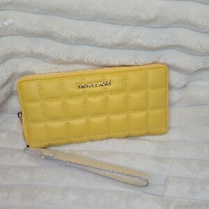 Michael Kors Quilted Yellow Wristlet NWT